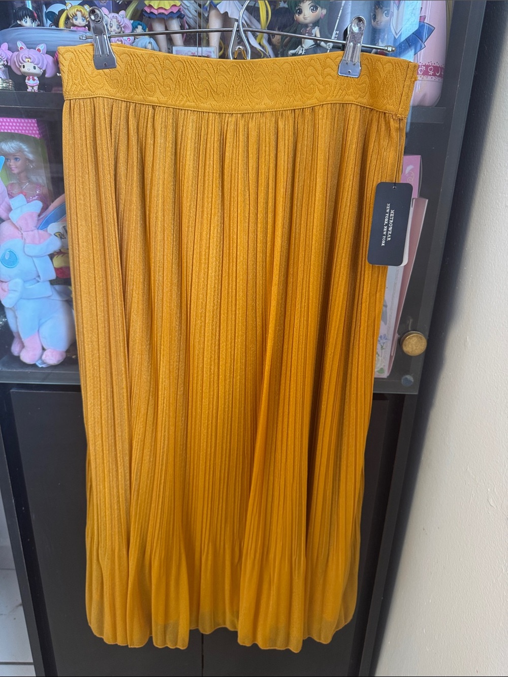 NEW Pleated Midi Skirt in Mustard Yellow - Women